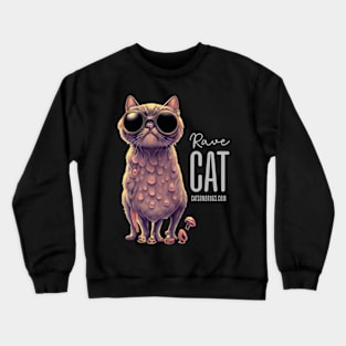 Techno Shirt - Techno Cat - Catsondrugs.com - rave, edm, festival, techno, trippy, music, 90s rave, psychedelic, party, trance, rave music, rave krispies, rave flyer Crewneck Sweatshirt